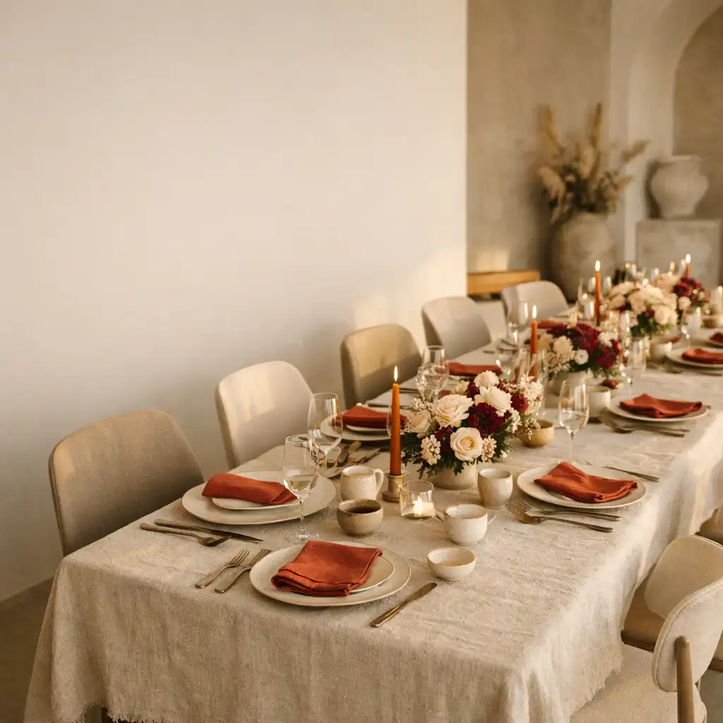 Jasno przygotowany stół na eleganckie prywatne przyjęcie